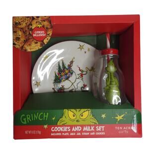 The Grinch Cookies & Milk Set Plate & Jug + Cookies For Santa